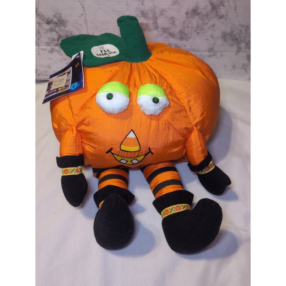 Vintage International Silver Co Parachute Pumpkin Plush Halloween 12" Shaking